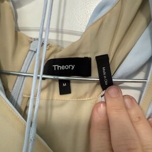 Theory Cream and Light Blue Top